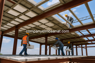 اجرای سقف تیرچه یونولیت در اسکلت فلزی